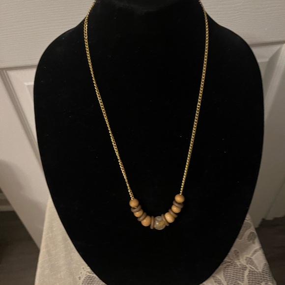 Vintage Gold and Brown Beaded Necklace - Picture 3 of 7